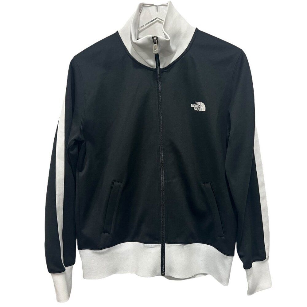 The North Face Women Size XL Zip-up Track Jacket Black‎ White